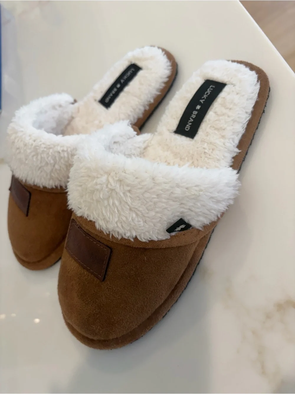 Lucky Brand Brown Slip-On Shearling Lined Slippers